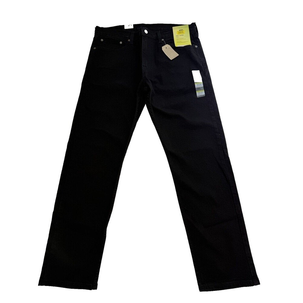 Levi’s 502 Taper Fit Jeans Mens Black Denim Stretch Classic Modern Fit